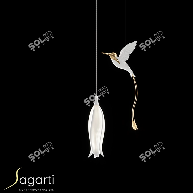 Sagarti Alba: Single Lamp with Hanging Decor 3D model image 1