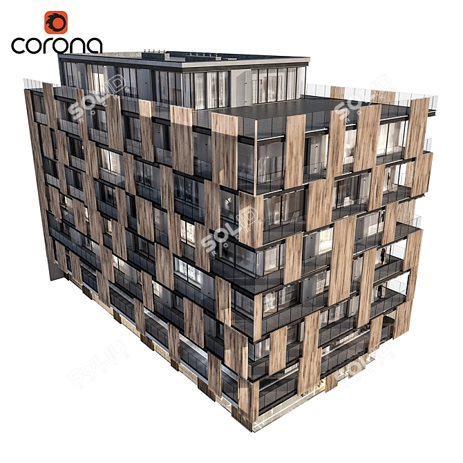 Modern Residential Building 3D Model 3D model image 3