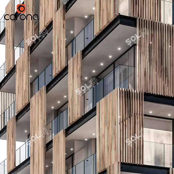 Modern Residential Building 3D Model 3D model image 5