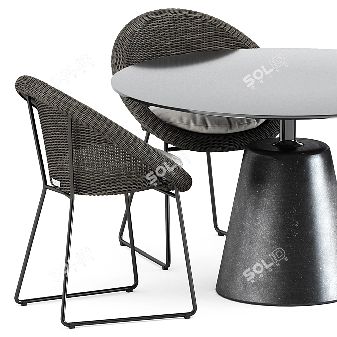 Sleek Rock Table & GiGi II Chair Set 3D model image 3