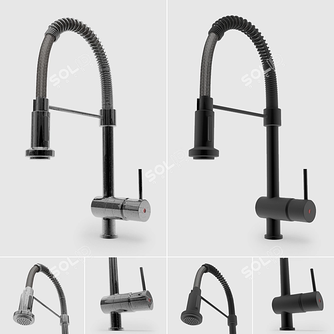 Sleek Pull-Down Kitchen Faucet 3D model image 3