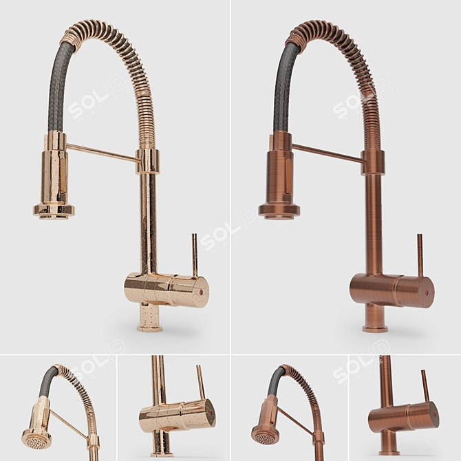 Sleek Pull-Down Kitchen Faucet 3D model image 4