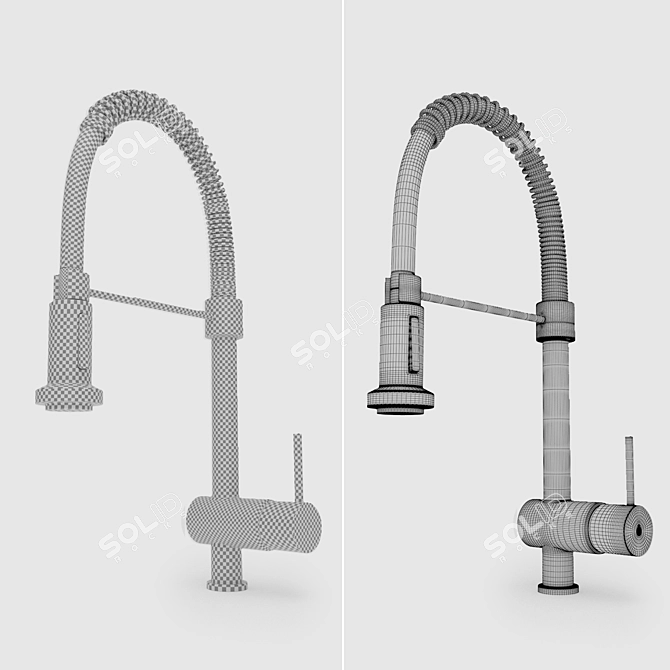 Sleek Pull-Down Kitchen Faucet 3D model image 5