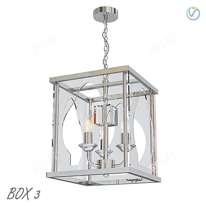 Sleek Box 3 Chandelier 3D model image 1