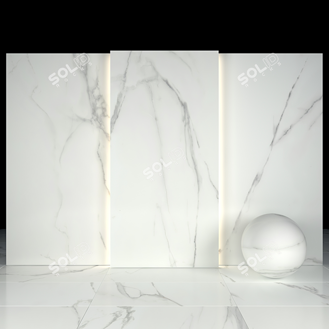 Elegant Afyon White Marble Slabs 3D model image 2