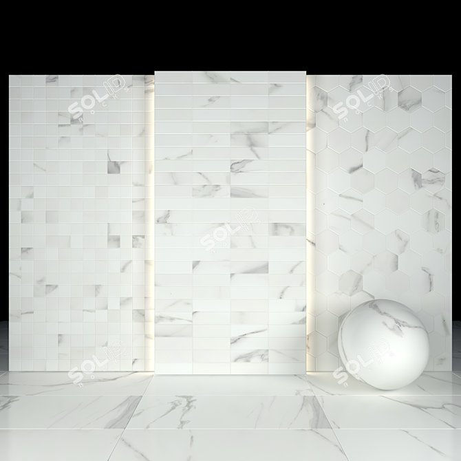 Elegant Afyon White Marble Slabs 3D model image 3