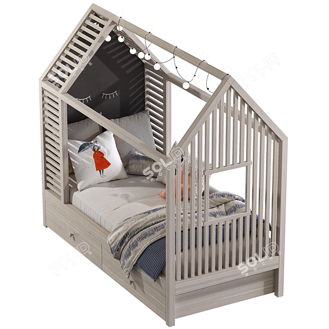 House Shape Kids Bed 3D model image 4