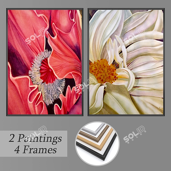 Modern Wall Art Set with Multiple Frames 3D model image 1