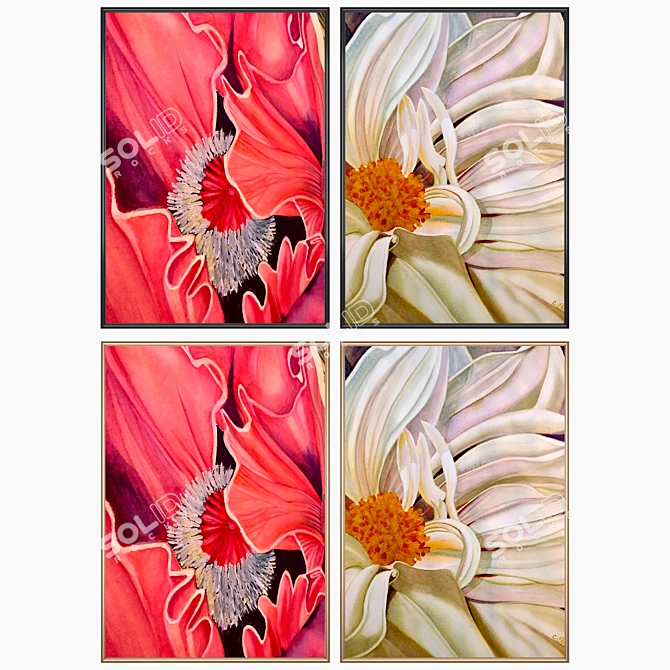 Modern Wall Art Set with Multiple Frames 3D model image 2