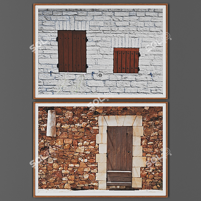 Wooden Frame Art Set 3D model image 1