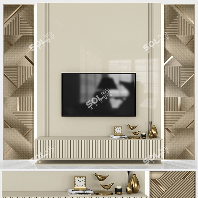 Modern TV Wall Set with 55" TV 3D model image 1