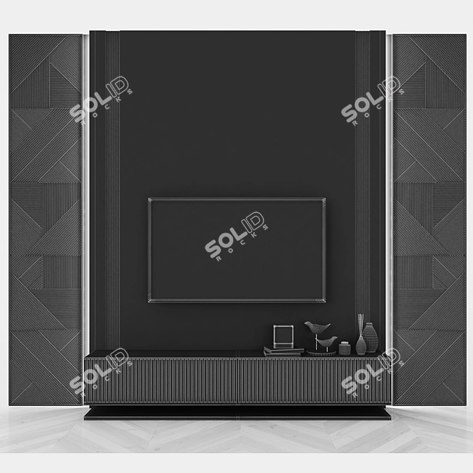 Modern TV Wall Set with 55" TV 3D model image 3