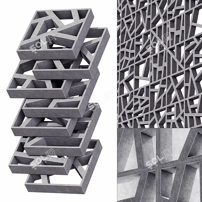 Versatile Tile Concrete Angle Line 3D model image 1