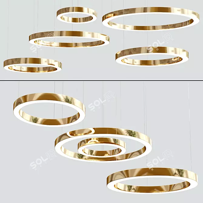 Sleek Metal Ring Chandelier 3D model image 1