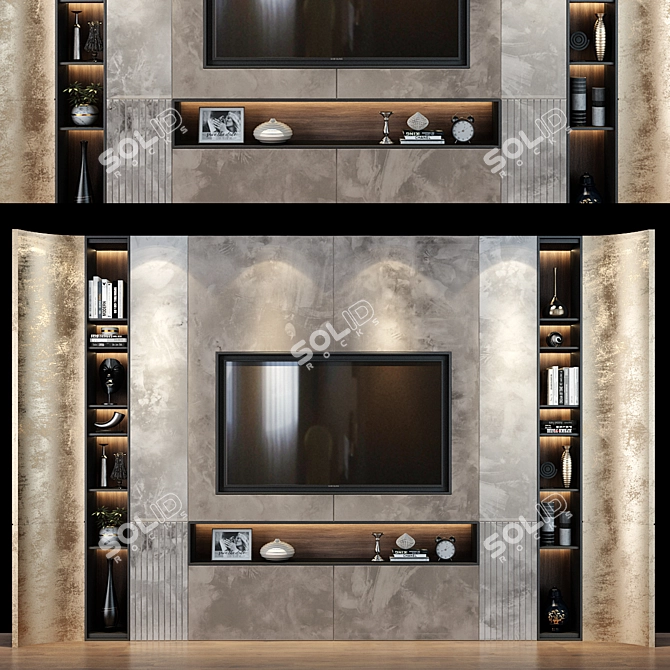 Modern TV Wall Set 0169 3D model image 1