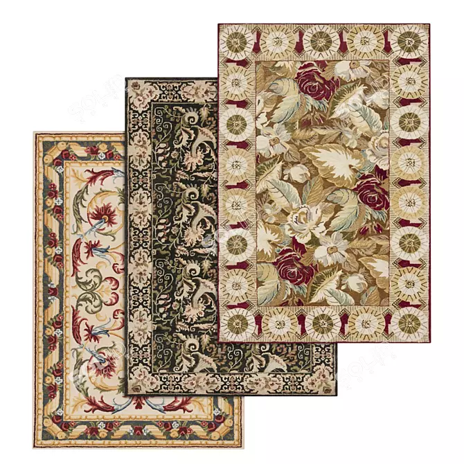 Luxury Textured Carpet Set 3D model image 1