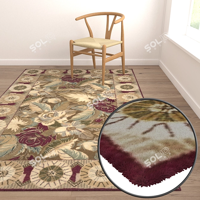 Luxury Textured Carpet Set 3D model image 5