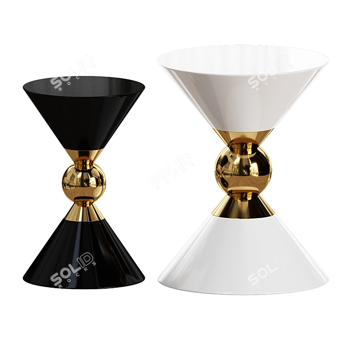 Elegance in Monochrome: White & Black Coffee Table 3D model image 3
