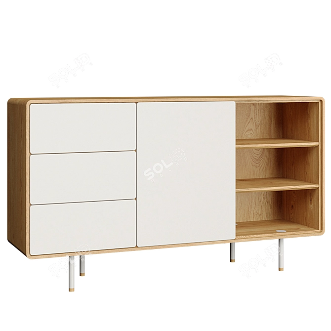 Minimalist Oak Dresser: Gazzda 118 3D model image 1