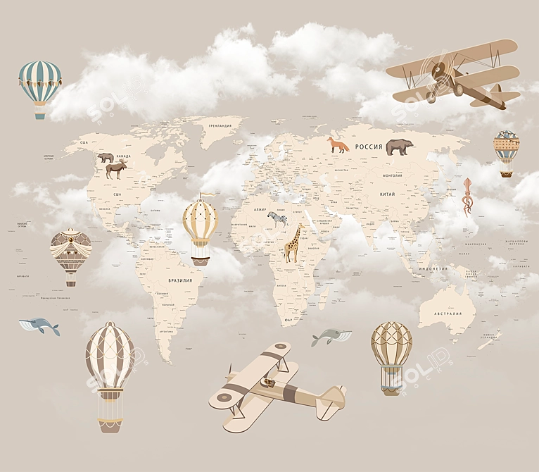 World Map Wallpapers - Art.N2-381 3D model image 3