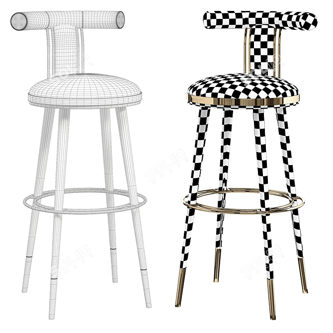 Elegant Bar Chair - Morris 3D model image 2