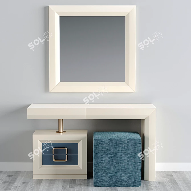 Elegant Franco Dressing Table Set 3D model image 2