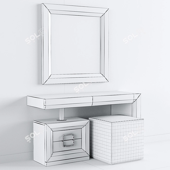 Elegant Franco Dressing Table Set 3D model image 3