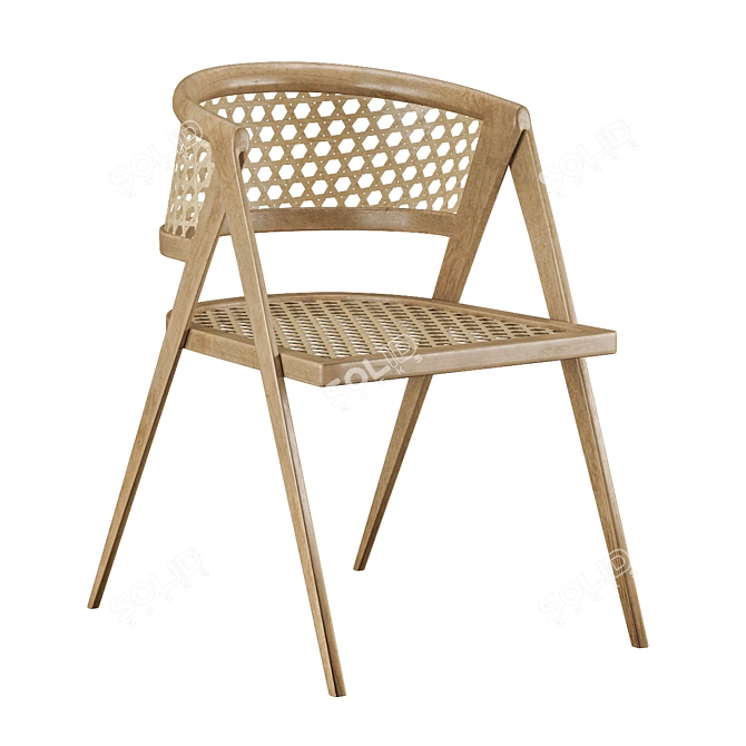 Rattan Bliss: Handwoven Chair 3D model image 1