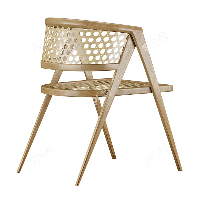 Rattan Bliss: Handwoven Chair 3D model image 2