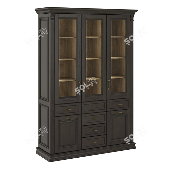 Elegant Rimar Showcase: 3-Door Glass Display 3D model image 1