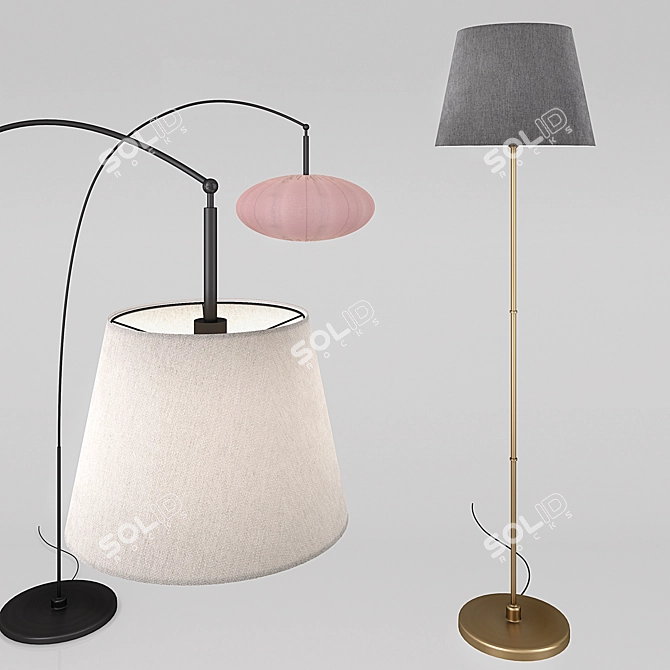 Modern Arch Floor Lamps Set 3D model image 1