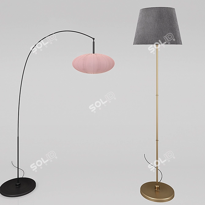 Modern Arch Floor Lamps Set 3D model image 3