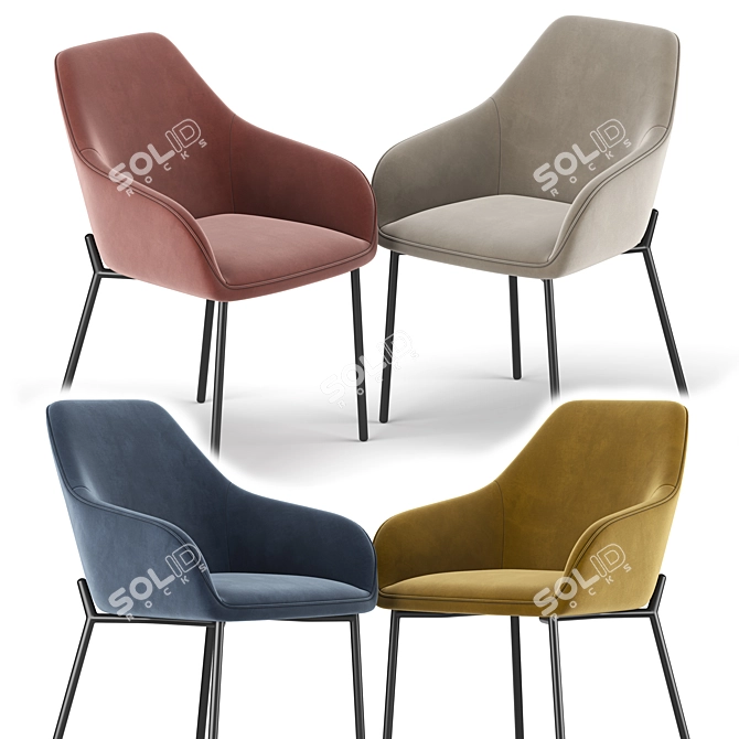 Elegant Daniella Dining Chair 3D model image 2