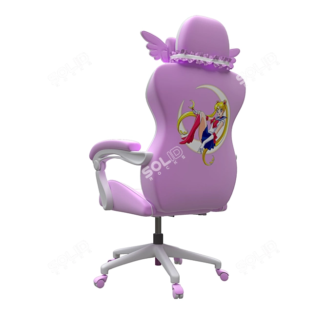 Sailor Moon Pink Gaming Chair 3D model image 2