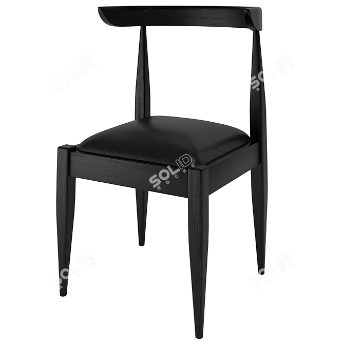 Minimalist Black Ash Desk & Chair Set 3D model image 3