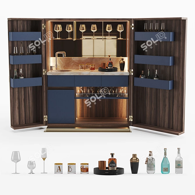 Elegant Page Bar Cabinet: Stylish & Functional 3D model image 1
