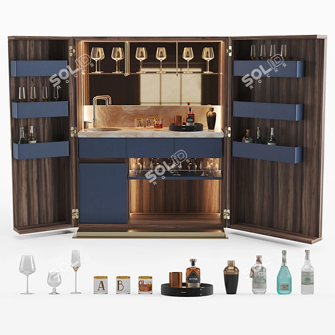 Elegant Page Bar Cabinet: Stylish & Functional 3D model image 6