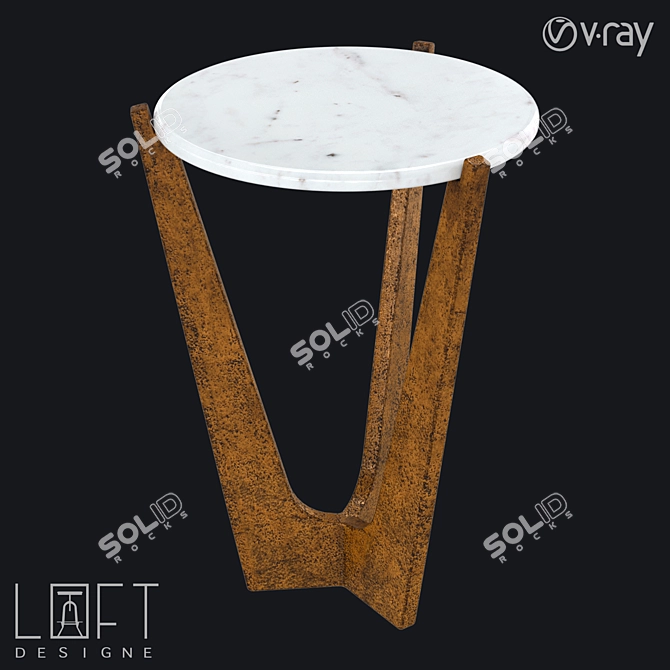 Minimalist Metal and Stone Coffee Table 3D model image 1