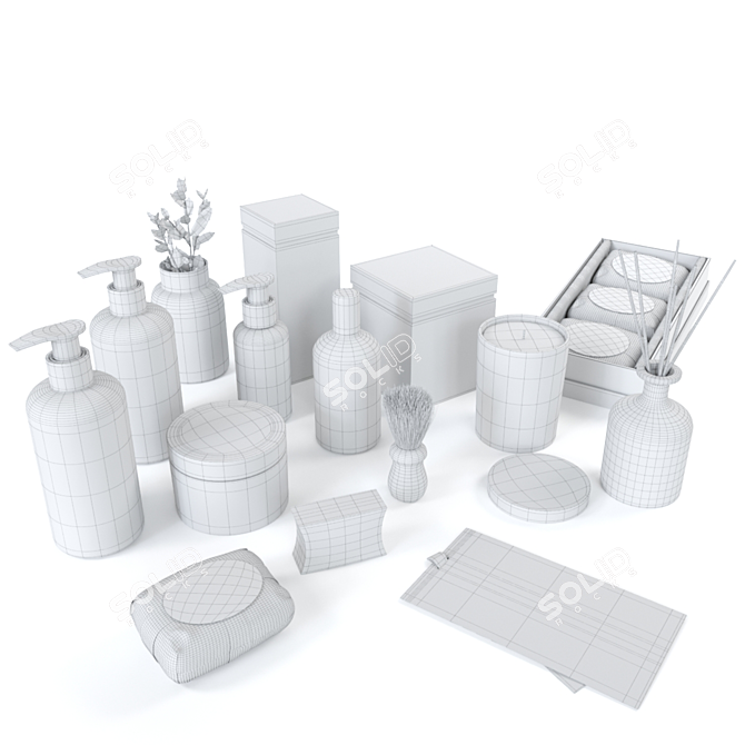 Elegant Black Edition Bathroom Accessories 3D model image 5