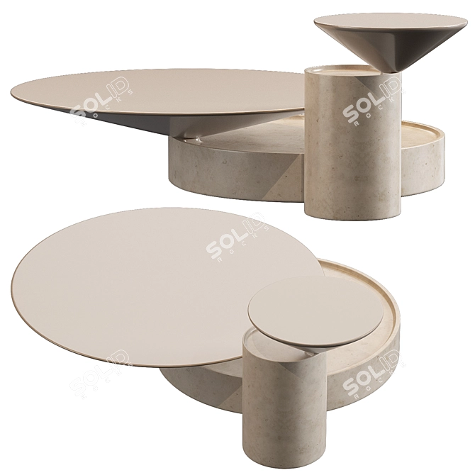 Marble Laurel Coffee & Side Table 3D model image 2