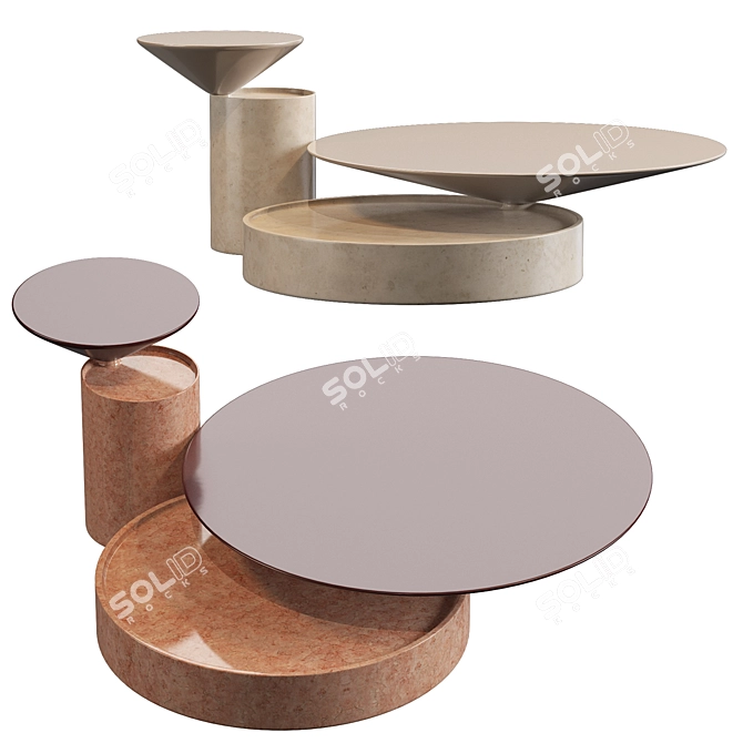 Marble Laurel Coffee & Side Table 3D model image 3