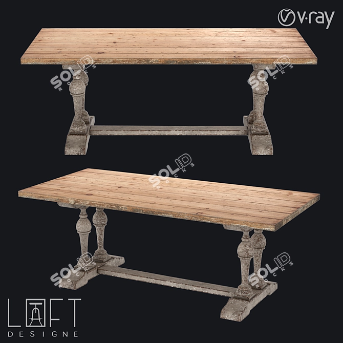 LoftDesign Dining Table: Modern Wood 60652 3D model image 1