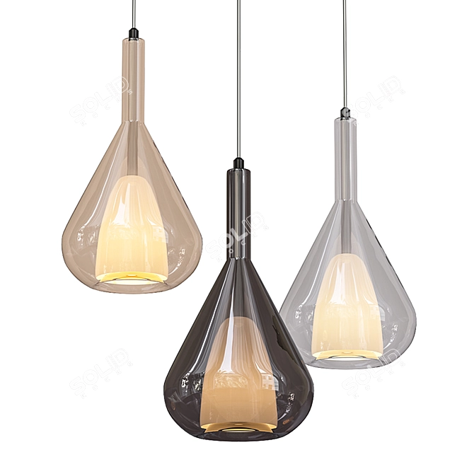 Colorful Droplet-Shaped Glass Pendant Light 3D model image 1