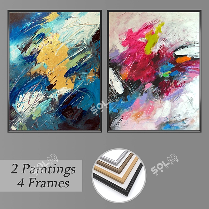 Elegant Wall Art Set with Multiple Frames 3D model image 1