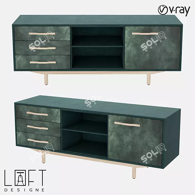 Modern Wood and Fabric Chest of Drawers 3D model image 1