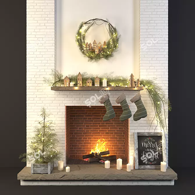 Modern Rustic Christmas Decor Set 3D model image 1