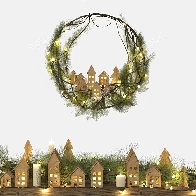 Modern Rustic Christmas Decor Set 3D model image 2