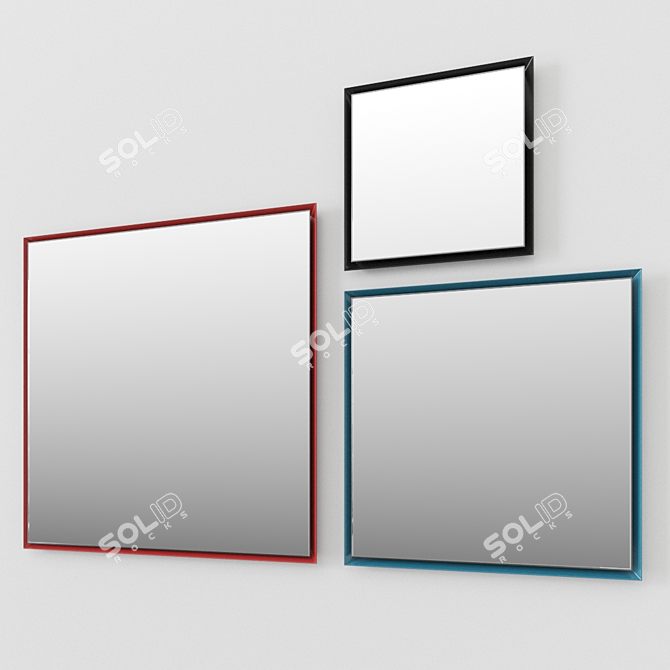 Quarantacinque Wood Framed Mirrors Set 3D model image 1