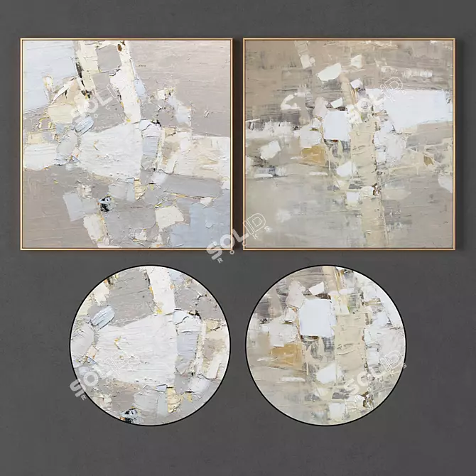 Modern Frame Set: Two 700x700mm Frames with High-Resolution Textures 3D model image 1
