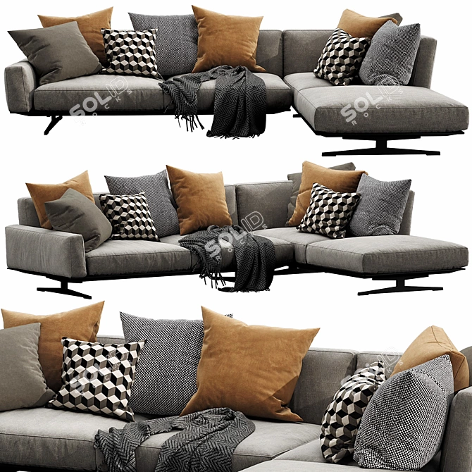 Luxurious Flexform Soft Dream Chaise 3D model image 1